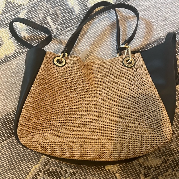 RAG & BONE Beige & Tan Revival Summer Raffia City Tote in natural/black - Picture 3 of 8